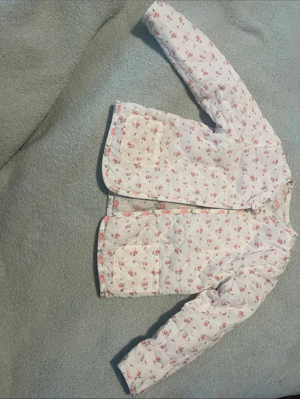 Ralph Lauren Cream Quilted Jacket with Pink Rose Print
